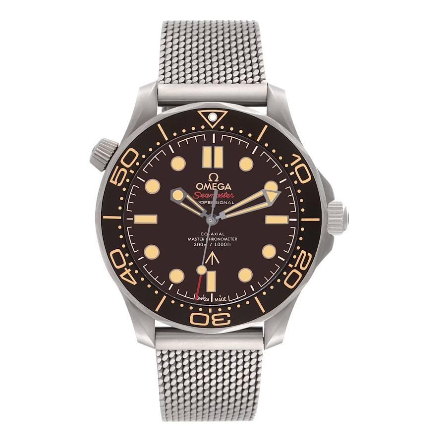 Omega Seamaster 300M 007 Edition Titanium Watch 210.90.42.20.01.001 Unworn. Automatic self-winding movement. Titanium round case 42.0 mm in diameter. Brown unidirectional rotating bezel. Scratch resistant sapphire crystal. Matte tropical brown