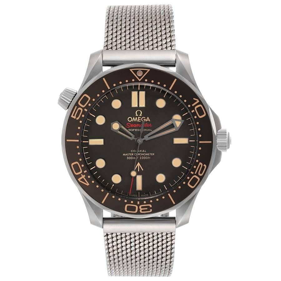Omega Seamaster 300M 007 Edition Titanium Watch 210.90.42.20.01.001 Unworn. Automatic self-winding movement. Titanium round case 42.0 mm in diameter. Brown unidirectional rotating bezel. Scratch resistant sapphire crystal. Matte tropical brown