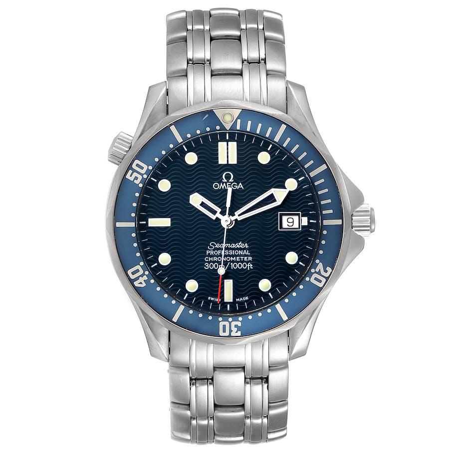 Omega Seamaster 300M Blue Dial Steel Mens Watch 2531.80.00. Automatic self-winding movement. Stainless steel case 41.0 mm in diameter. Omega logo on a crown. Blue unidirectional rotating bezel. Scratch resistant sapphire crystal. Blue wave decore