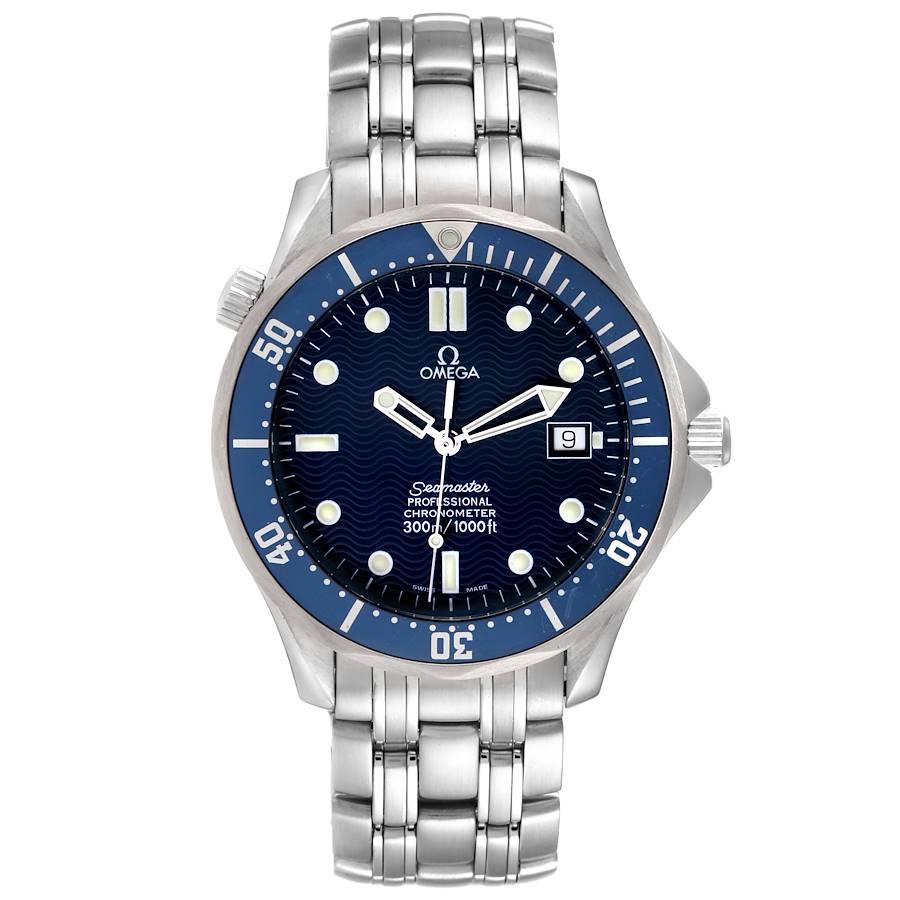 Omega Seamaster 300M Blue Dial Steel Mens Watch 2531.80.00. Automatic self-winding movement. Stainless steel case 41.0 mm in diameter. Omega logo on a crown. Blue unidirectional rotating bezel. Scratch resistant sapphire crystal. Blue wave decor