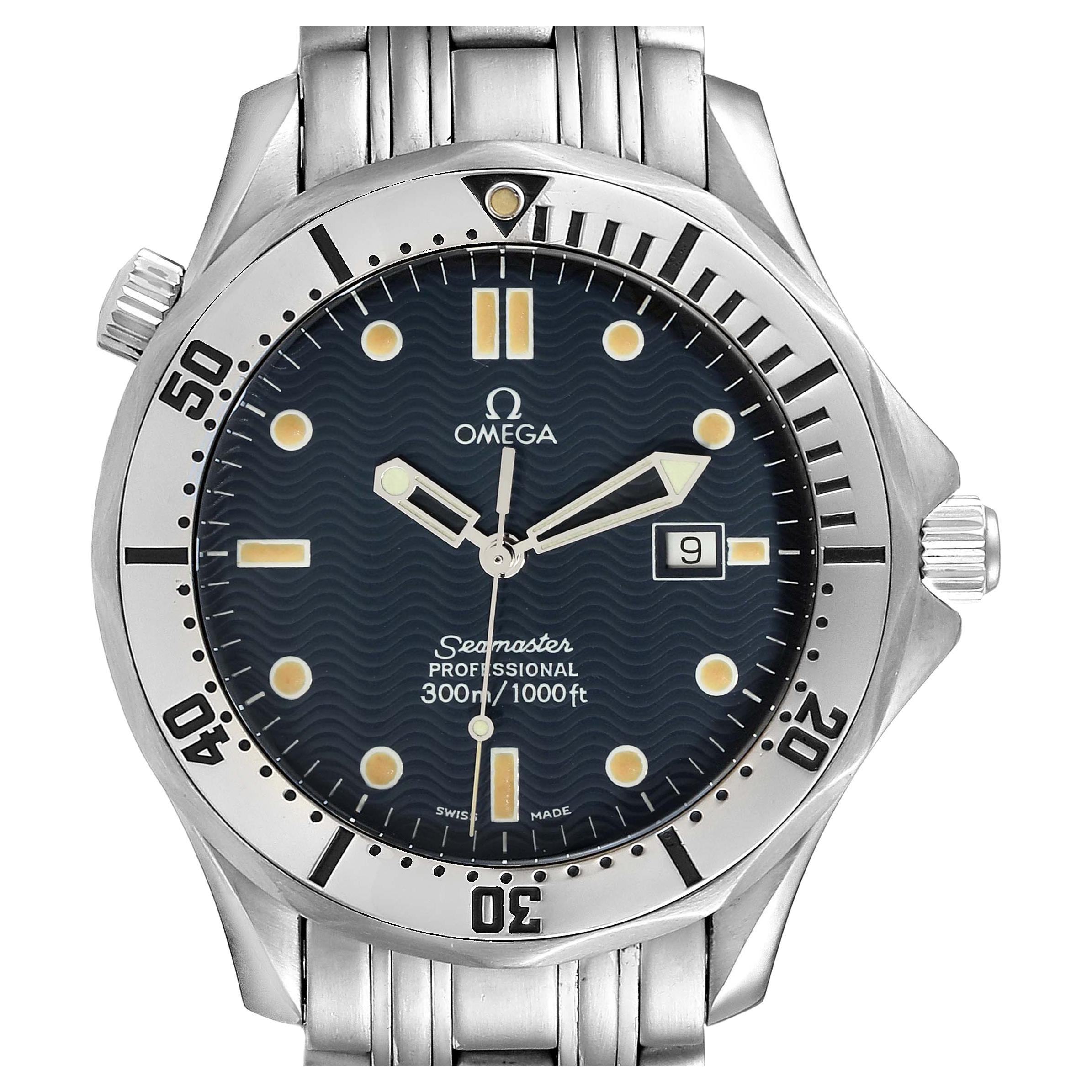 Omega Seamaster 300m Blue Wave Dial Mens Watch 2542.80.00 ...