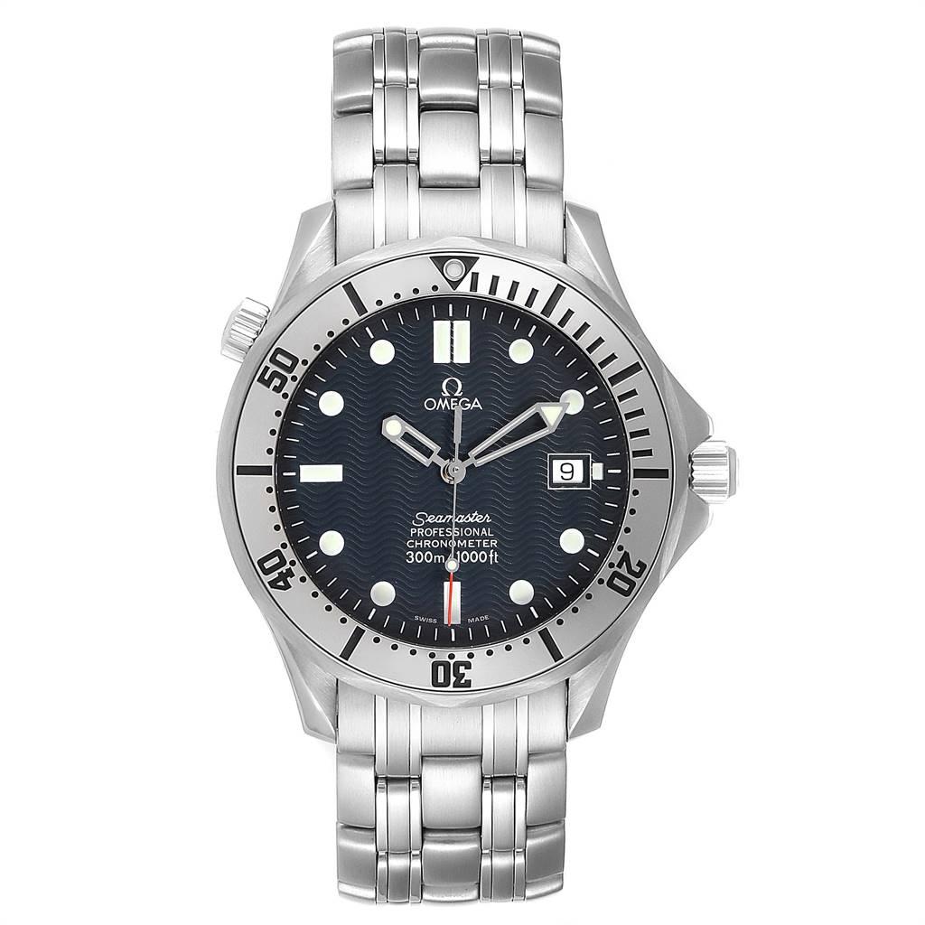 Omega Seamaster 300m Blue Wave Dial Steel Mens Watch 2532.80.00. Automatic self-winding movement. Stainless steel case 41.0 mm in diameter.  Omega logo on a crown. Unidirectional rotating stainless steel bezel . Scratch resistant sapphire crystal.