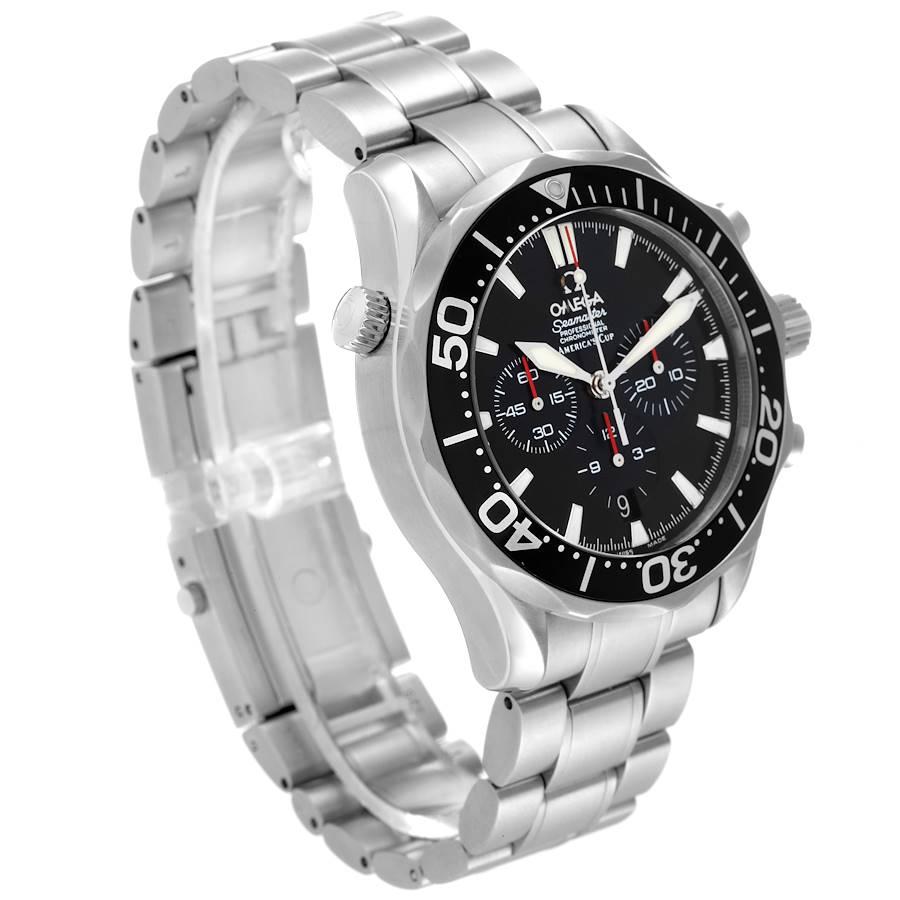 Omega Seamaster 300M Chronograph Americas Cup Watch 2594.50.00 Box Card In Excellent Condition In Atlanta, GA