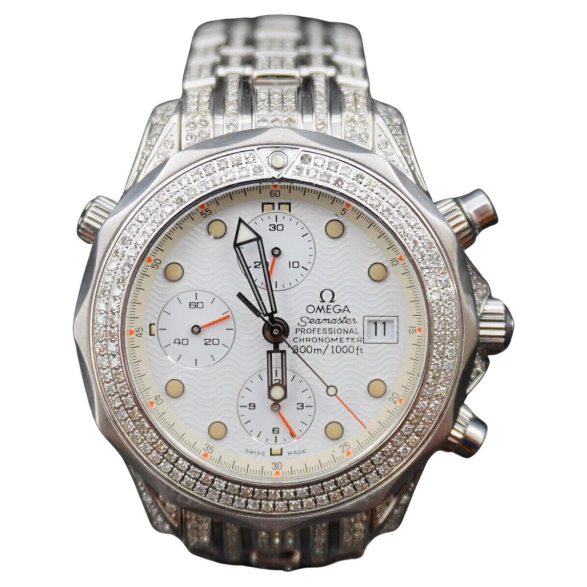 Omega Seamaster 300M Men's Chronograph Steel Watch 42MM 6ct Diamond Ref 2598