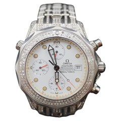 Omega Seamaster 300M Men's Chronograph Steel Watch 42MM 6ct Diamond Ref 2598