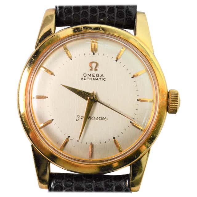 Omega Yellow Gold Seamaster Wristwatch Retailed by Tiffany and Co circa ...