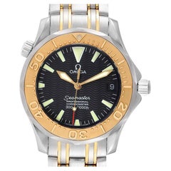 Omega Seamaster 36 Midsize Yellow Gold Steel Watch 2453.50.00 Box Card