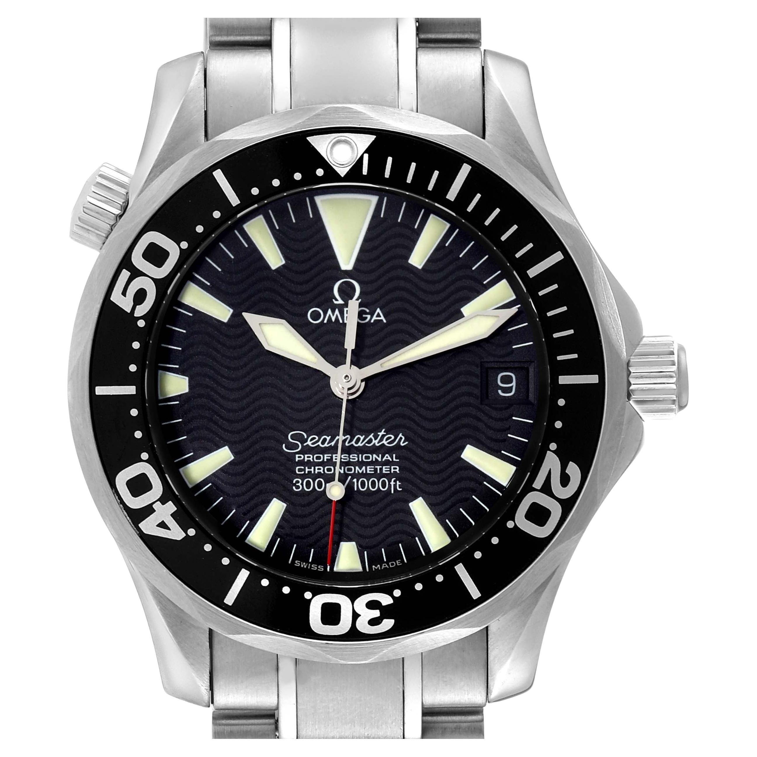 Omega Seamaster 36mm Midsize Black Wave Dial Steel Mens Watch 2252.50.00 Card