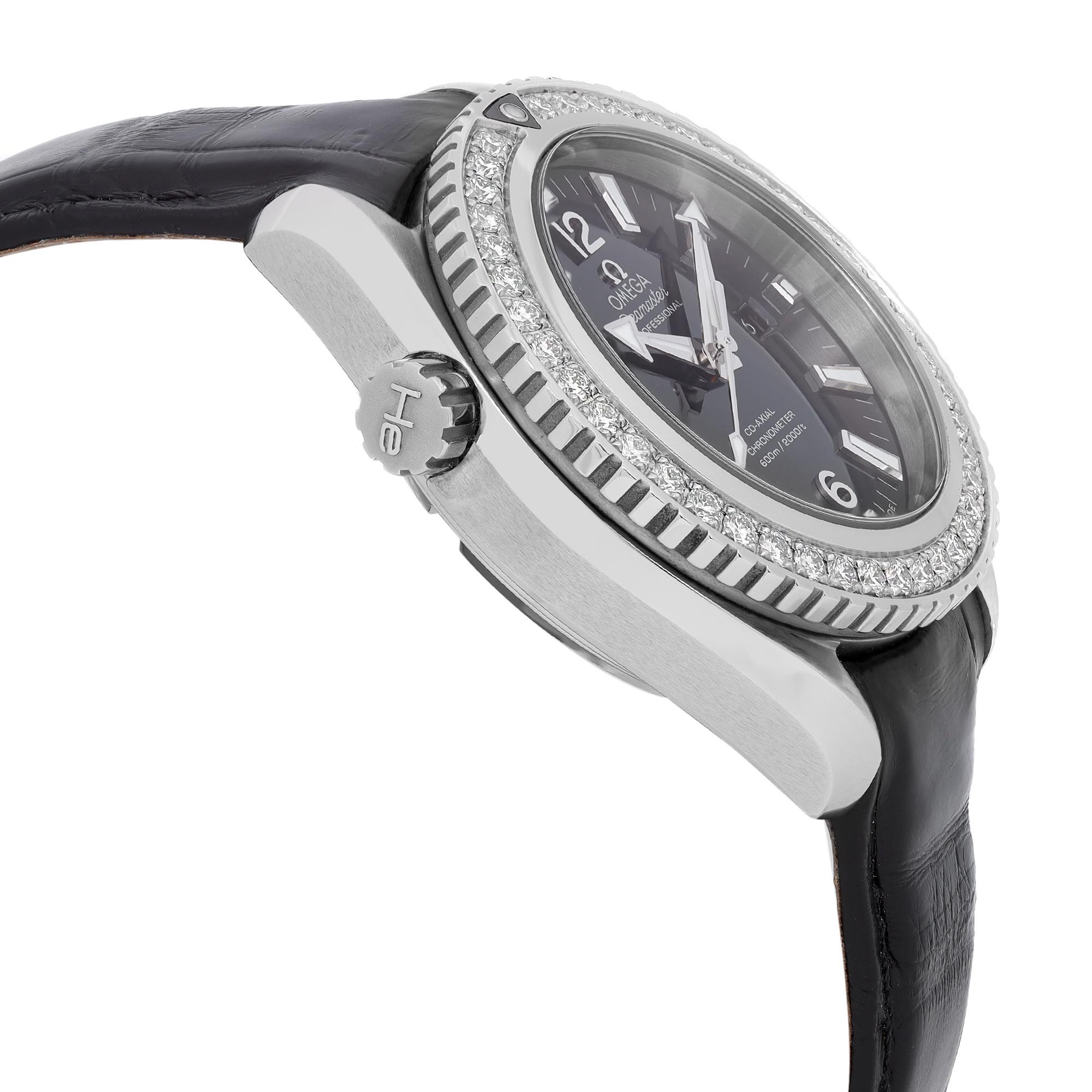 Omega Seamaster 38mm Steel Black Dial Diamond Unisex Watch 232.18.38.20.01.001 For Sale 1