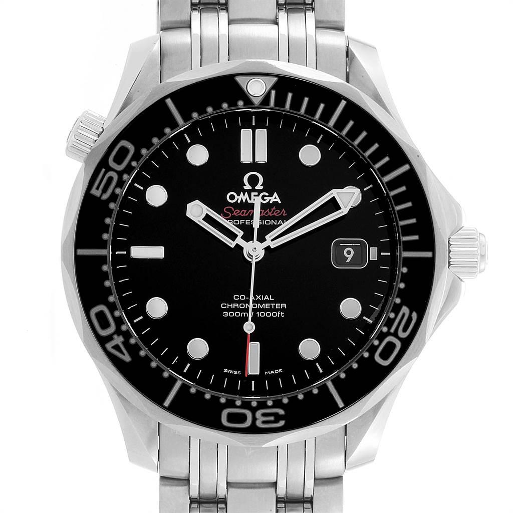 Omega Seamaster 40 Co-Axial Mens Watch 212.30.41.20.01.003 Box Card. Automatic self-winding chronometer, Co-Axial Escapement movement. Stainless steel case 41 mm in diameter. Omega logo on a crown. Black ceramic unidirectional rotating bezel.