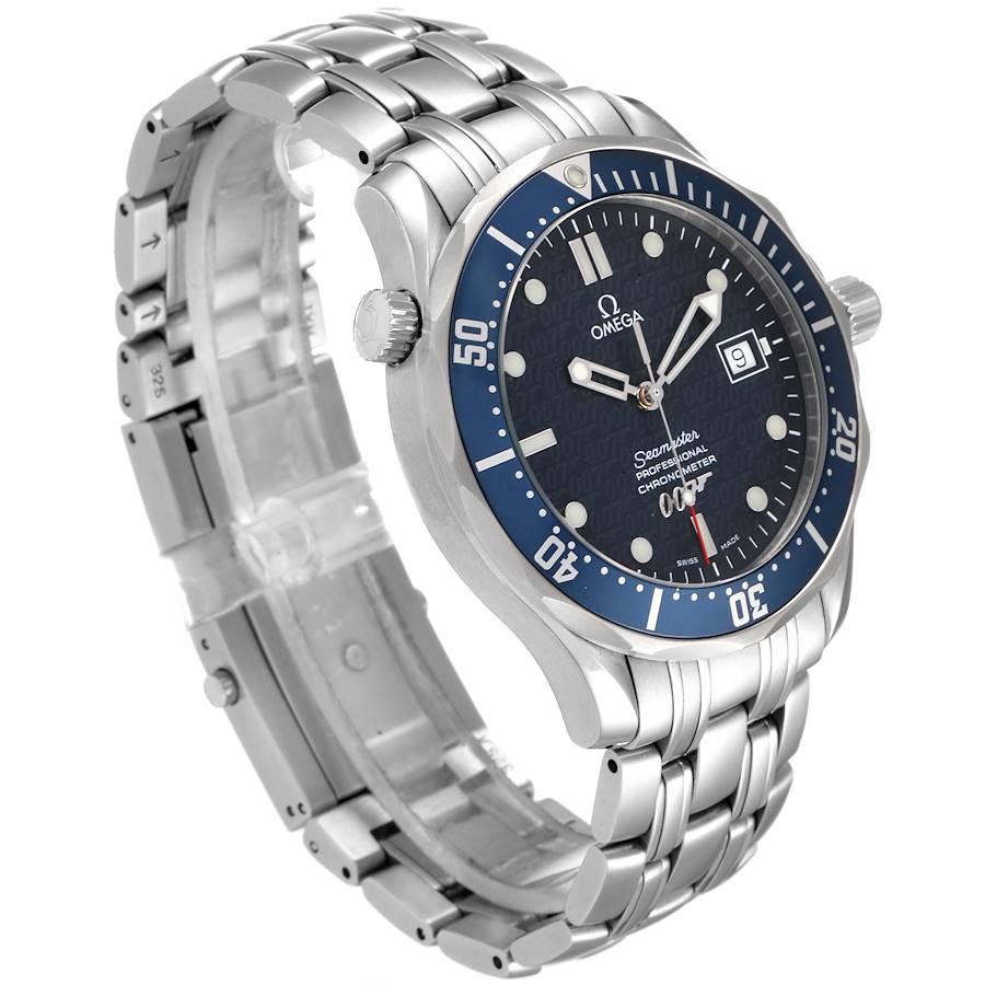 Omega Seamaster 40 Years James Bond Blue Dial Mens Watch 2537.80.00 Card In Excellent Condition For Sale In Atlanta, GA