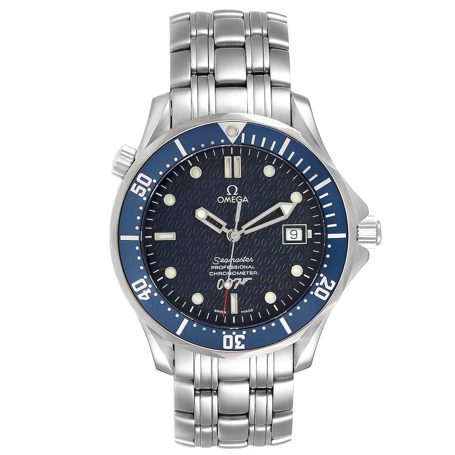 Omega Seamaster 40 Years James Bond Blue Dial Mens Watch 2537.80.00 Card For Sale