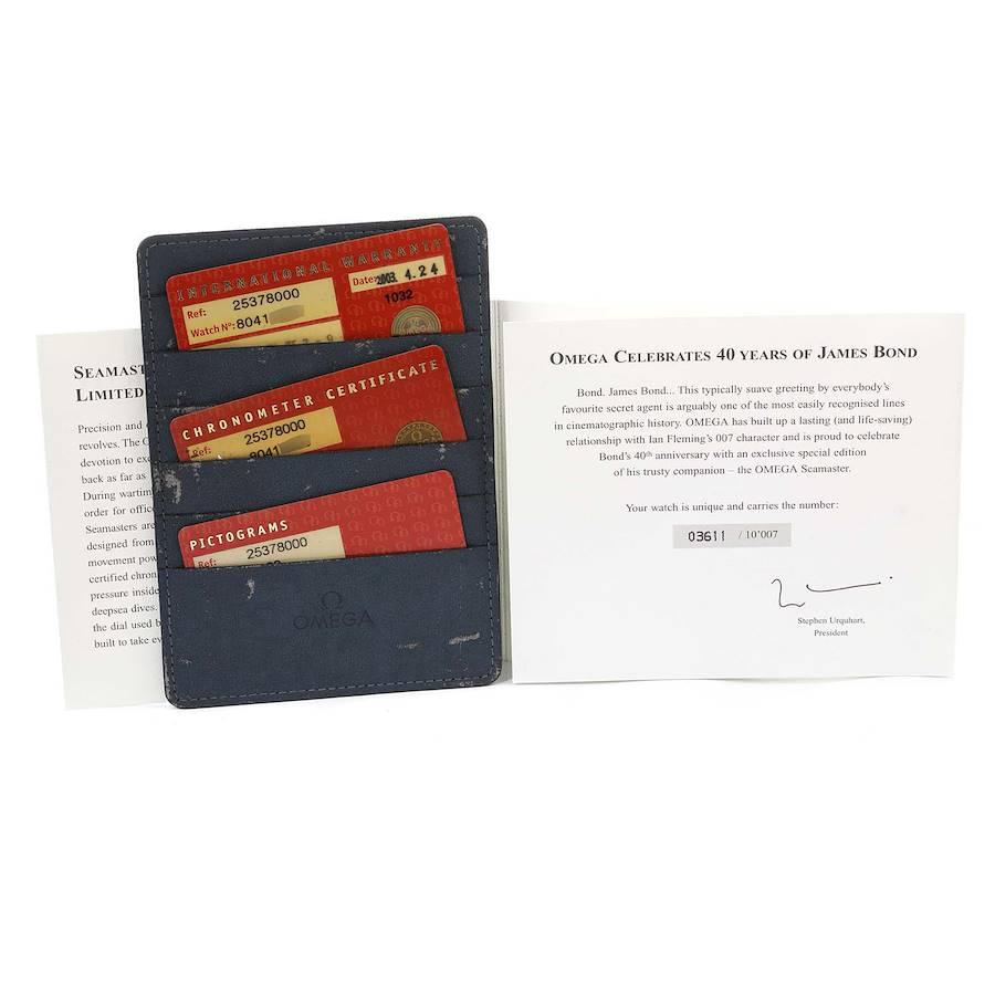 Omega Seamaster 40 Years James Bond Blue Dial Watch 2537.80.00 Box Card For Sale 2