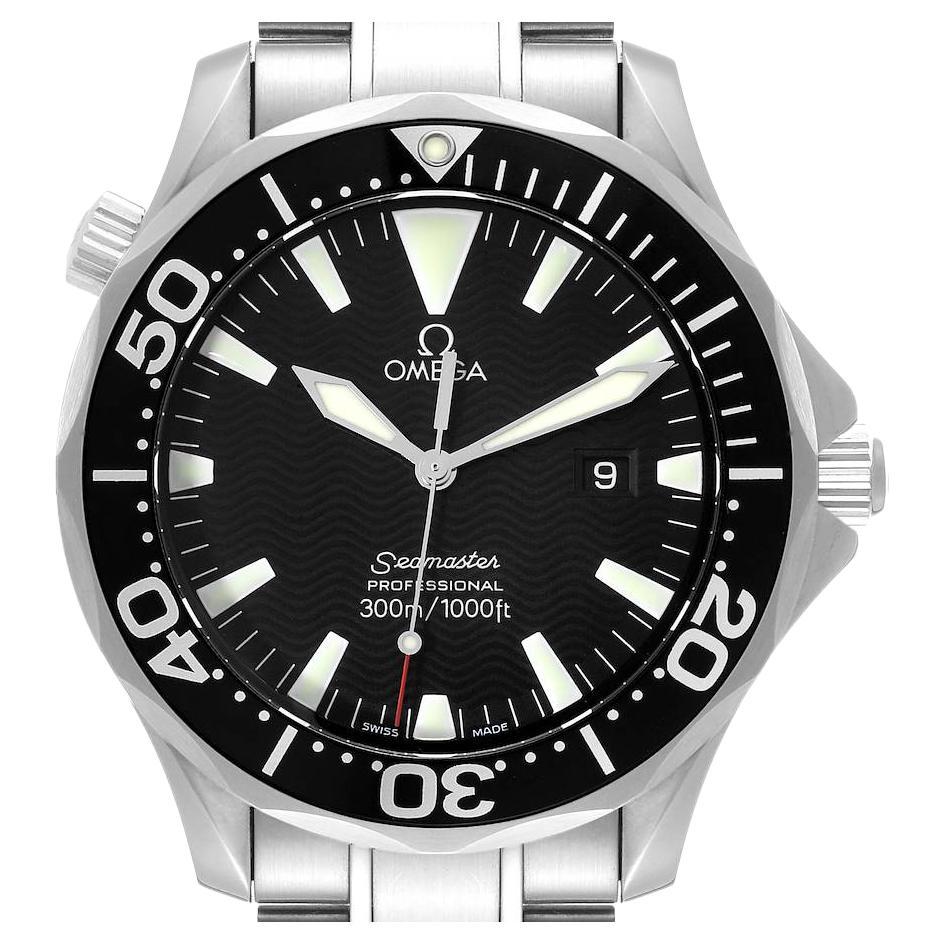 Omega Seamaster Black Wave Dial Steel Men’s Watch 2264.50.00 For Sale