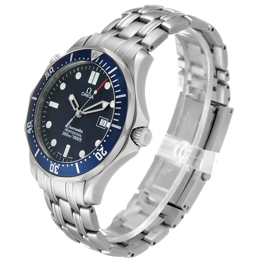 Men's Omega Seamaster James Bond Blue Dial Steel Watch 2541.80.00 Card For Sale