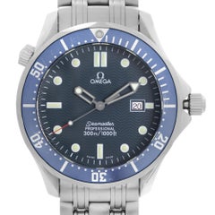 Omega Seamaster Stainless Steel Blue Wave Dial Quartz Men Watch 2541.80.00