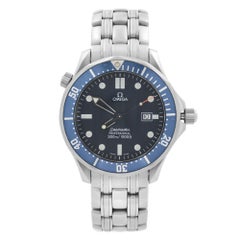 Retro Omega Seamaster Stainless Steel Blue Wave Dial Quartz Mens Watch 2541.80.00