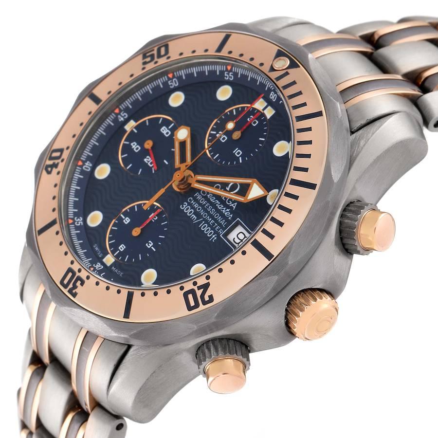 Omega Seamaster Titanium 18K Rose Gold Mens Watch 2296.80.00 In Excellent Condition For Sale In Atlanta, GA
