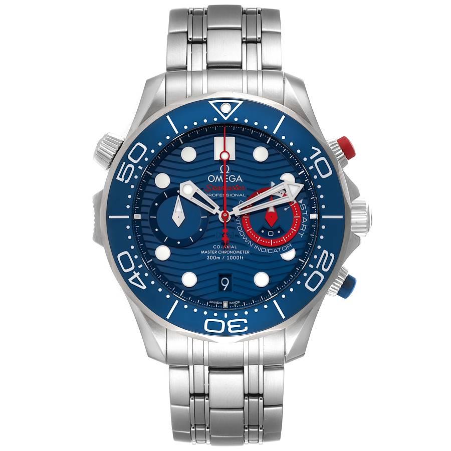 Omega Seamaster 44 Chronograph Mens Watch 210.30.44.51.03.002 Box Card. Automatic Self-winding chronograph movement with column wheel and Co-Axial escapement. Certified Master Chronometer, approved by METAS, resistant to magnetic fields reaching