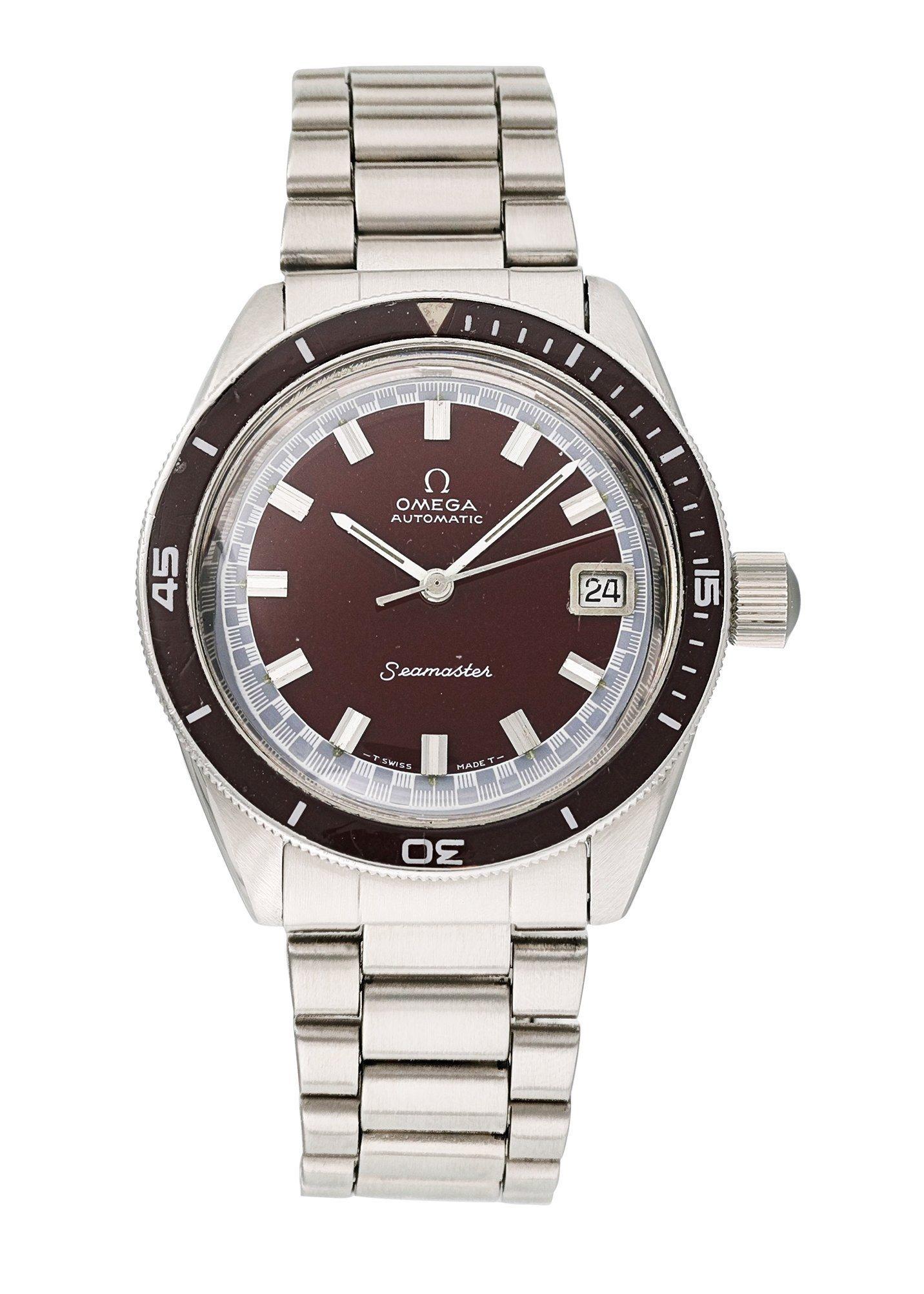 Omega Seamaster 60 Big Crown 166.062 Men Watch.
37mm Stainless Steel case. 
Stainless Steel Unidirectional bezel with Burgandy bezel insert. 
Burgundy dial with Luminous Steel hands and index hour markers. 
Minute markers on the outer dial. 
Date