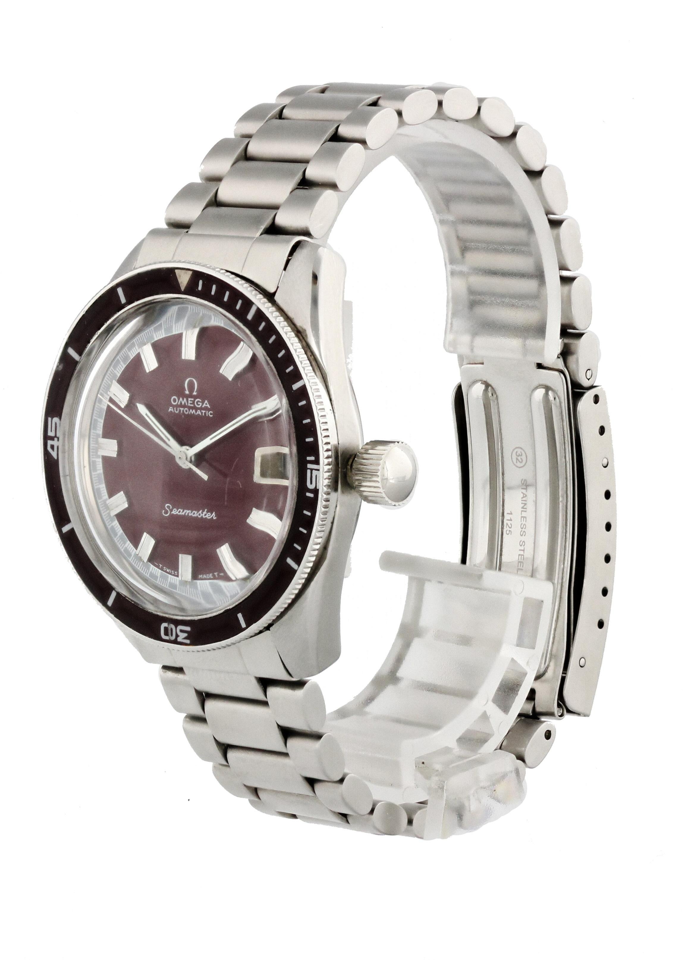 Omega Seamaster 60 Big Crown 166.062  Men Watch. 35mm Stainless Steel case. Stainless Steel Unidirectional bezel. Burgundy dial with Luminous Steel hands and index hour markers. Minute markers on the outer dial. Date display at the 3 o'clock