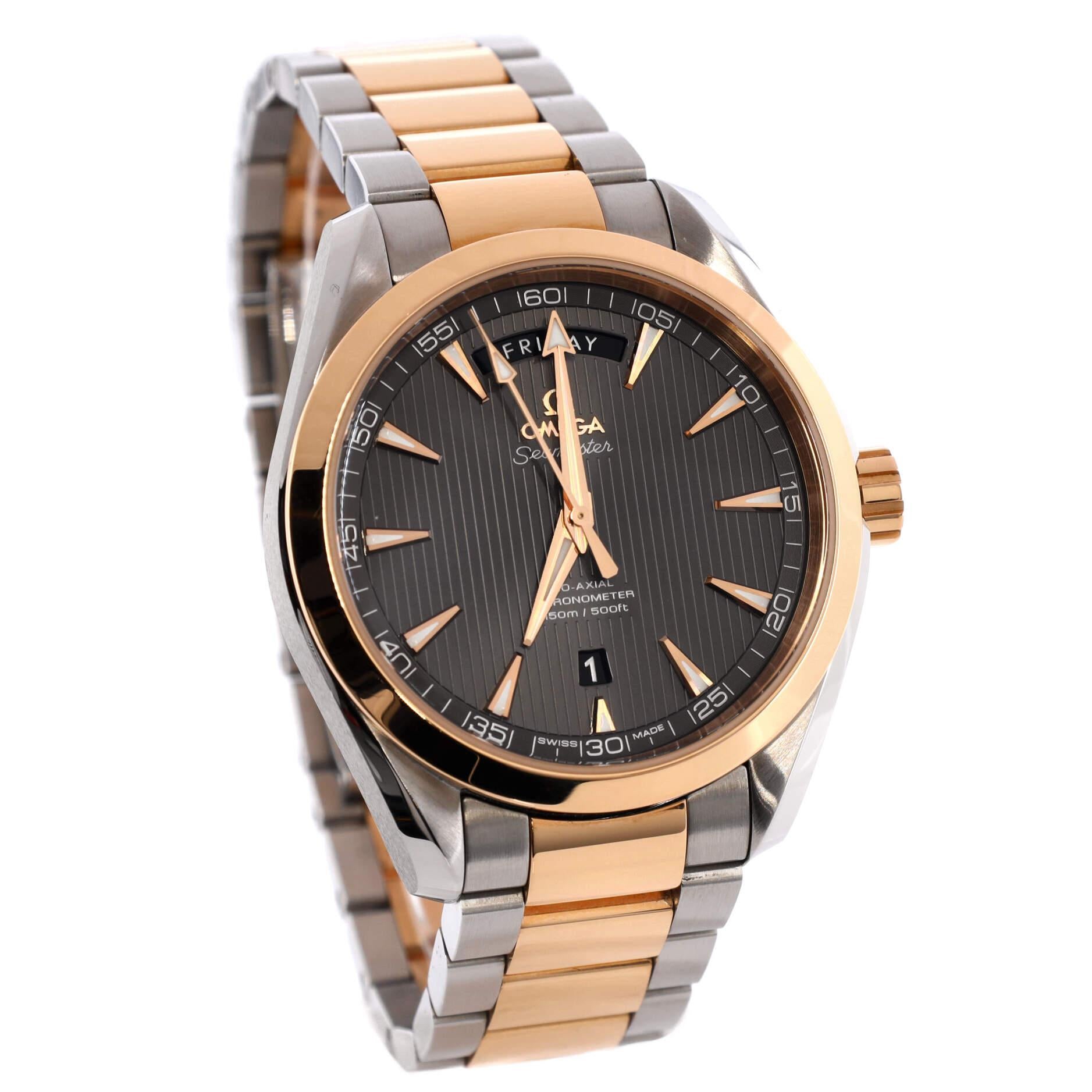 Omega Seamaster Aqua Terra 150M Day-Date Co-Axial Chronometer Automatikuhr im Zustand „Gut“ in New York, NY