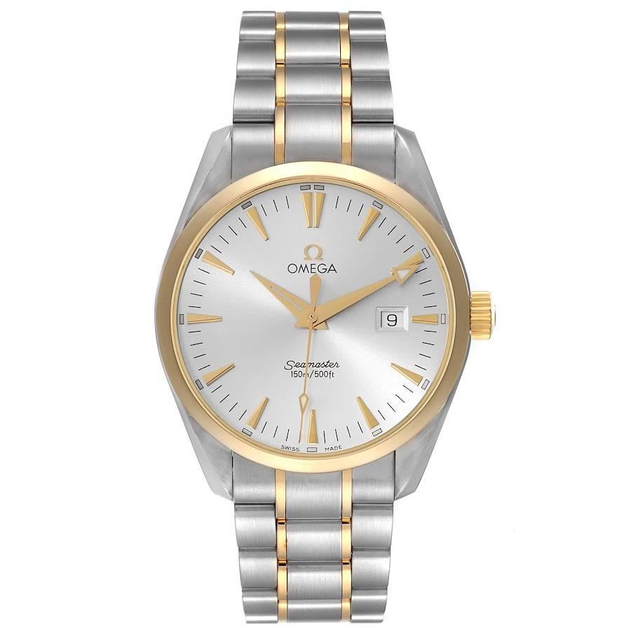 Omega Seamaster Aqua Terra 150M Stahl Gelbgold Uhr 2317.30.00 Box-Karte. Präzisionsquarzwerk mit rhodinierter Oberfläche. Kaliber 1538. Rundes Gehäuse aus Edelstahl und Gelbgold mit einem Durchmesser von 39,2 mm. Glatte Lünette aus 18 Karat