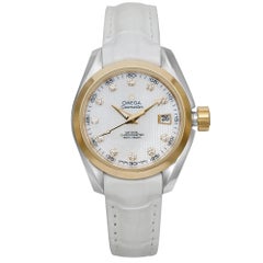 Used Omega Seamaster Aqua Terra 18K Gold MOP Diamond Dial Watch 231.23.30.20.55.002