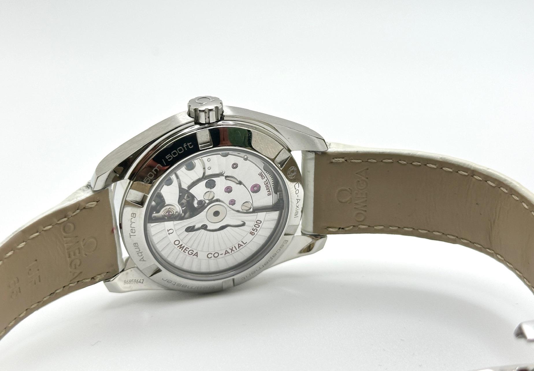 Omega Seamaster Aqua Terra 231.13.39.21.55.001 Acier MOP Diamant Cadran Boîte Papier en vente 3