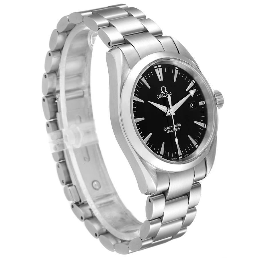 Omega Seamaster Aqua Terra 36 Black Dial Steel Mens Watch 2518.50.00 In Excellent Condition For Sale In Atlanta, GA
