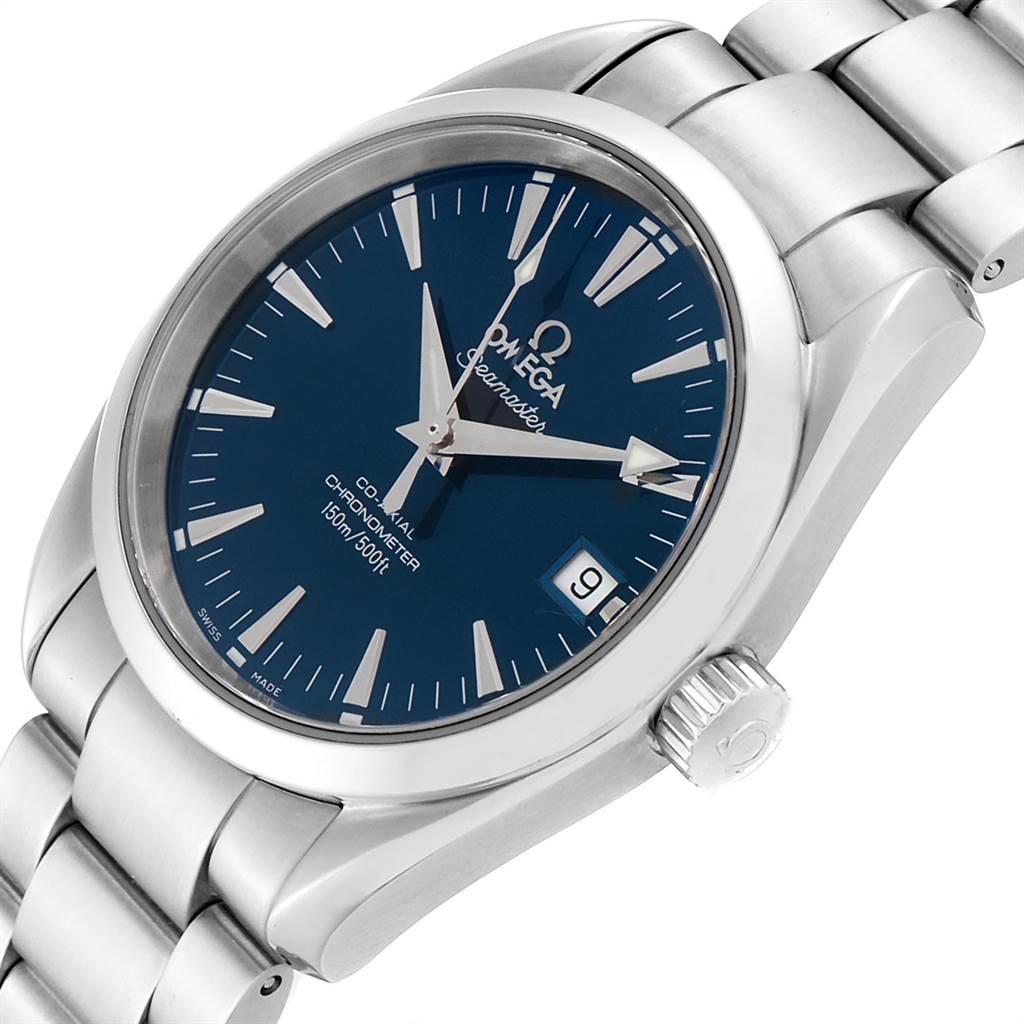 Omega Seamaster Aqua Terra 36 Blue Dial Steel Watch 2504.80.00 Box Card In Excellent Condition For Sale In Atlanta, GA