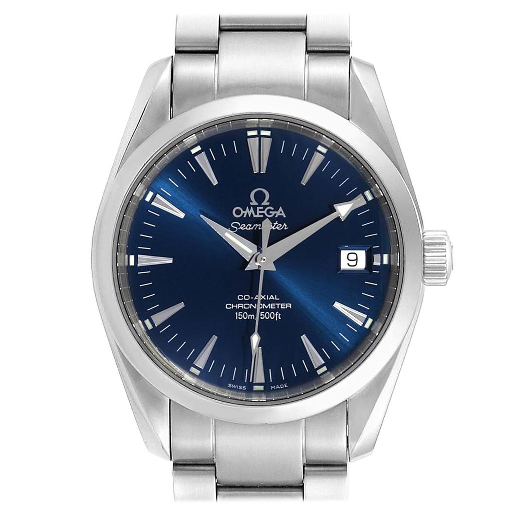 Omega Seamaster Aqua Terra 36 Blue Dial Steel Watch 2504.80.00 Box Card For Sale