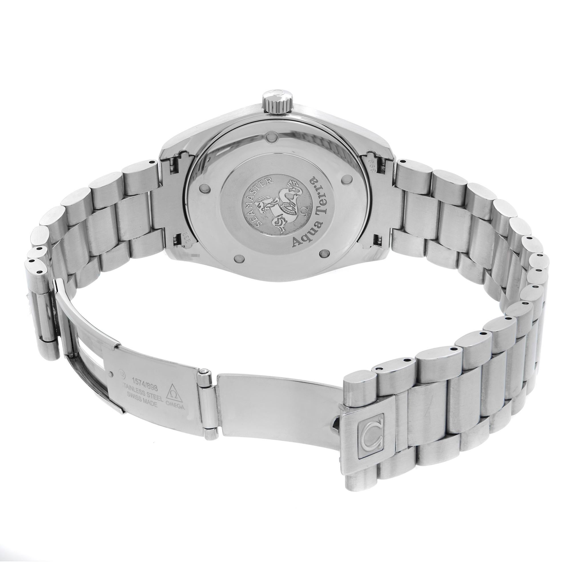 Omega Seamaster Aqua Terra Steel Black Dial Quartz Men Watch 2517.50.00 In Excellent Condition In New York, NY