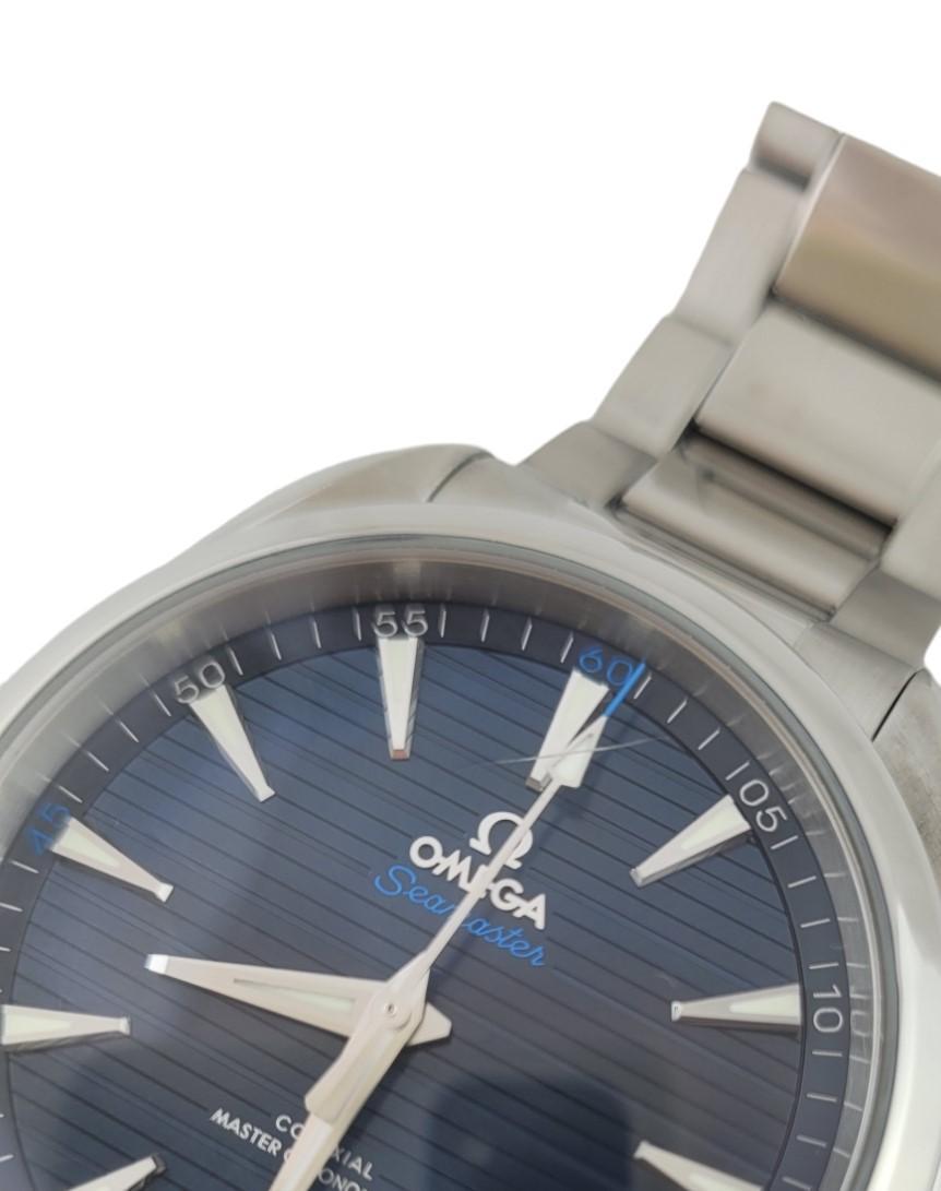 Omega Seamaster Aqua Terra Automatic Watch 41mm Blue Dial #17219 In Good Condition For Sale In Washington Depot, CT