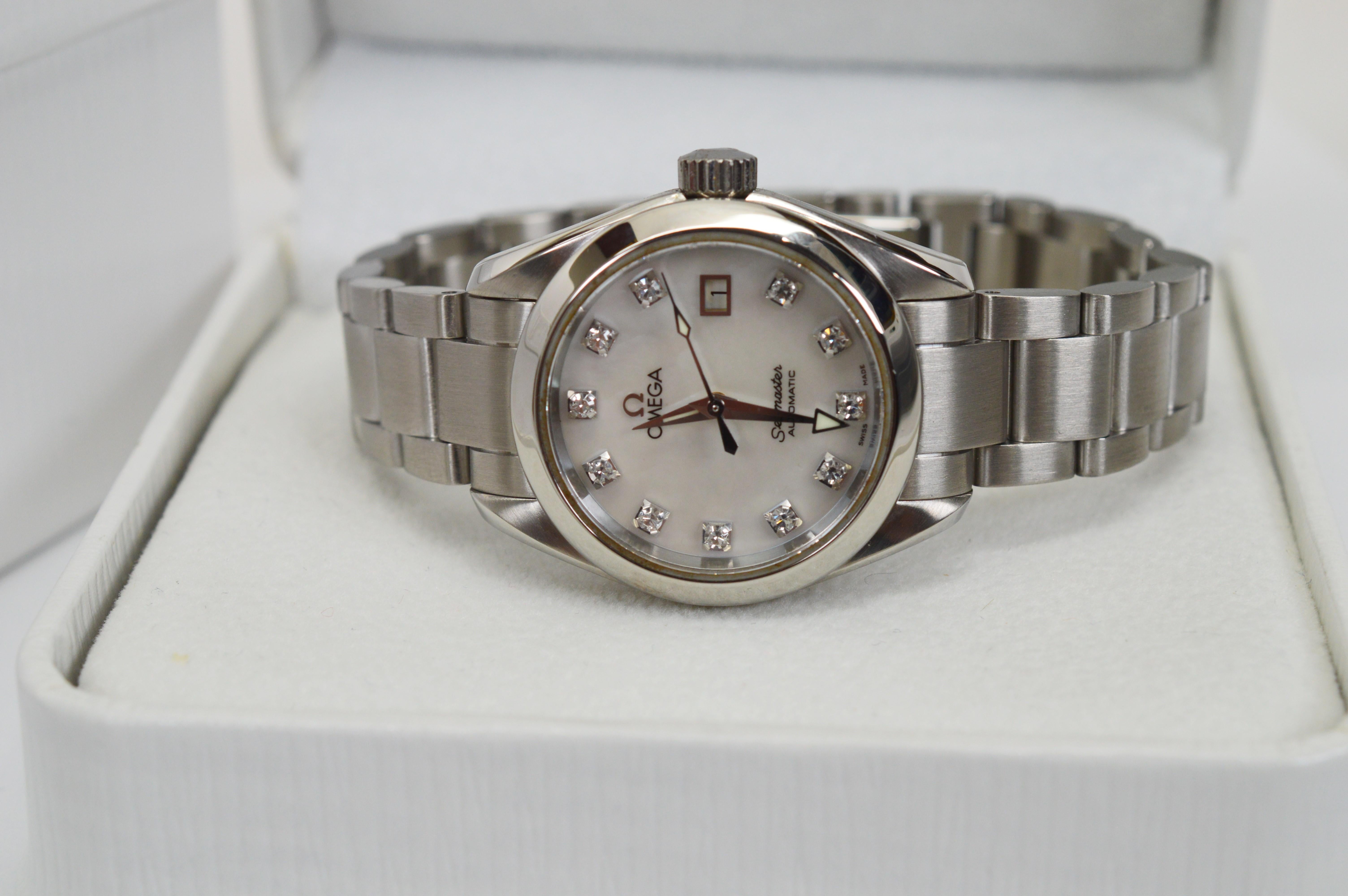 Round Cut Omega Seamaster Aqua Terra Automatic Women's Wrist Watch For Sale
