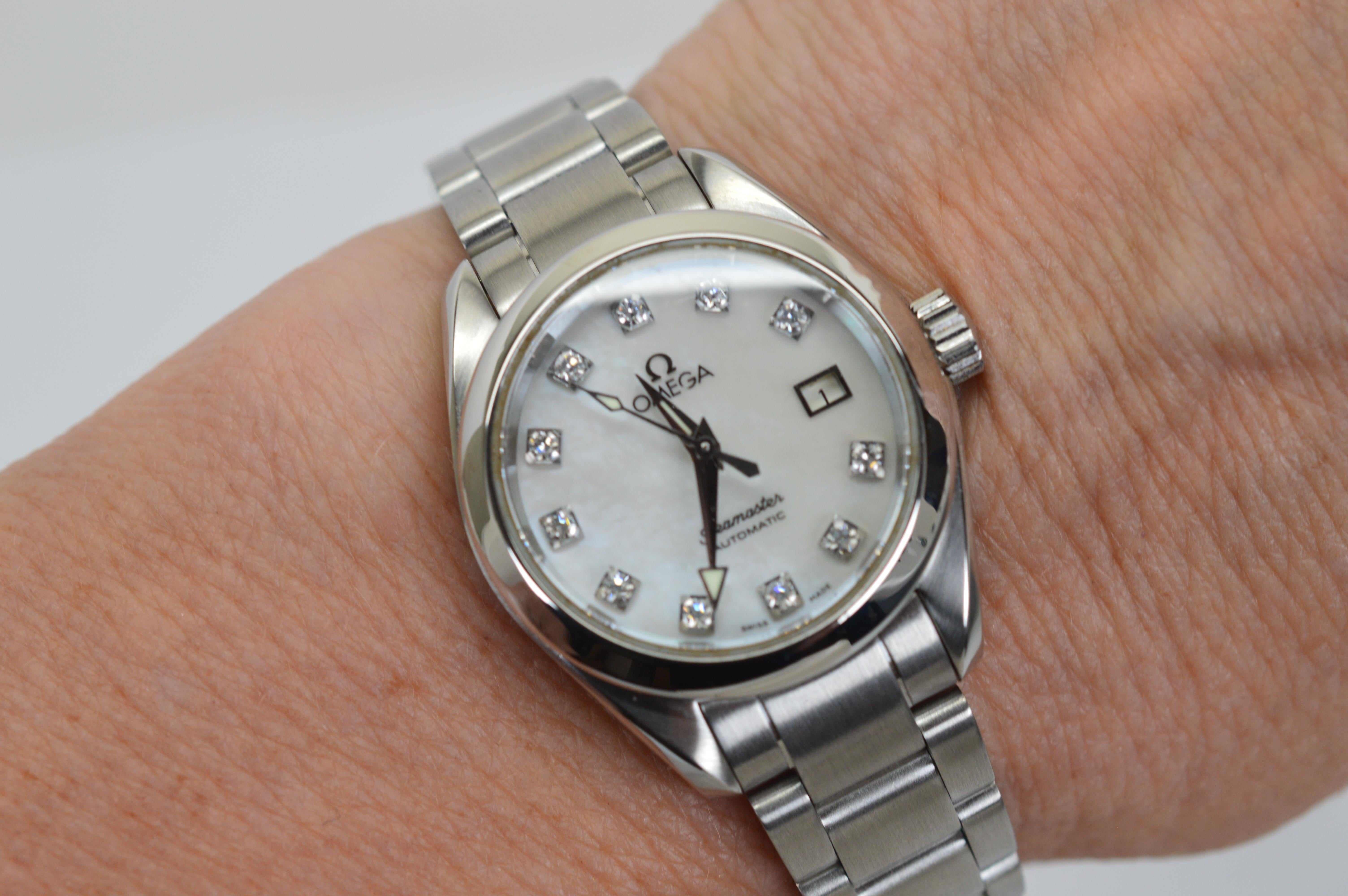 Omega Seamaster Aqua Terra Automatic Women's Wrist Watch For Sale 2