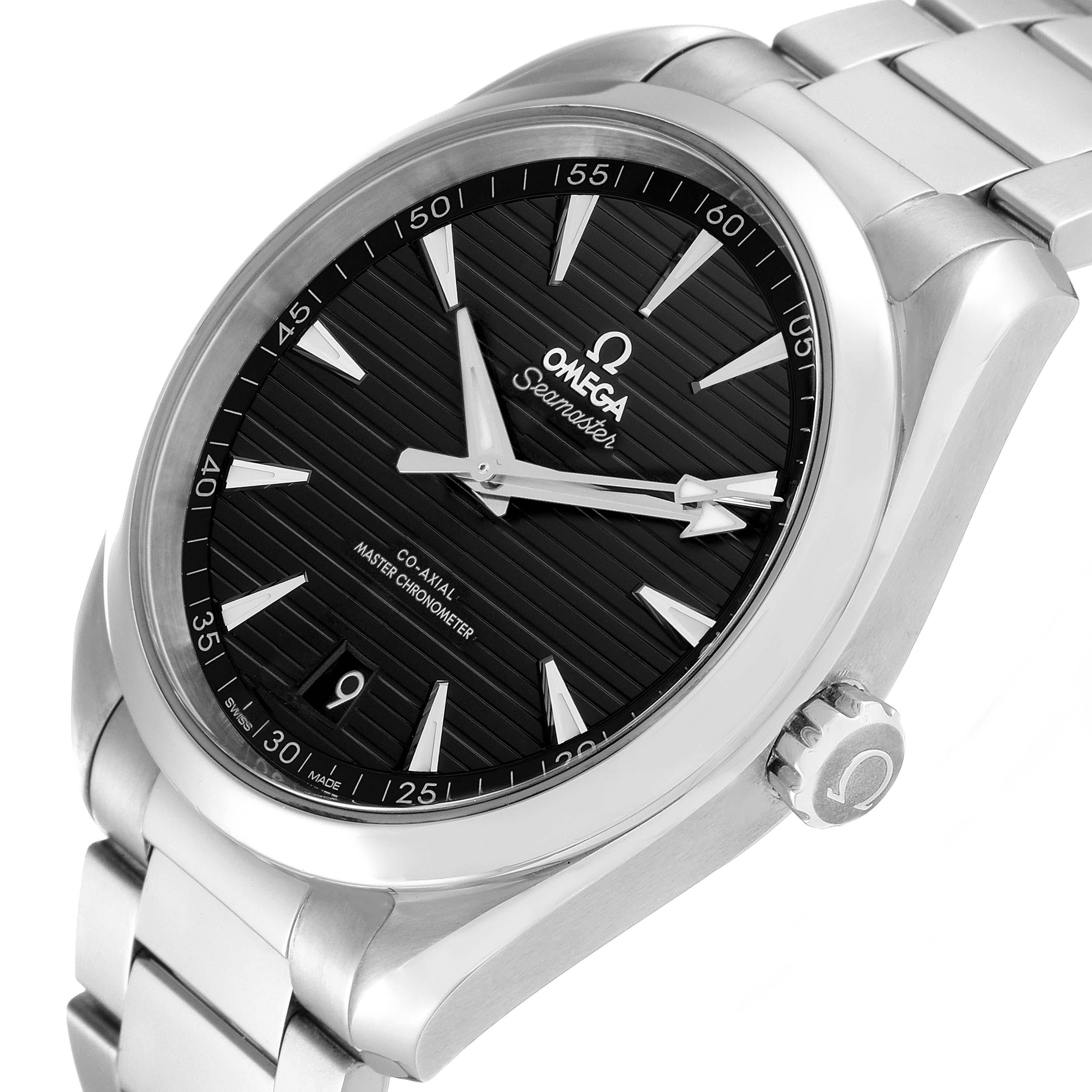 Men's Omega Seamaster Aqua Terra Black Dial Steel Watch 220.10.41.21.01.001 Box Card For Sale