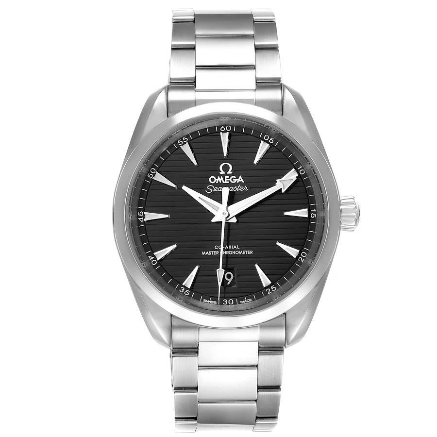 Omega Seamaster Aqua Terra Black Dial Watch 220.10.38.20.01.001 Box Card. Automatic self-winding movement. Stainless steel round case 38.0 mm in diameter. Case thickness 13.2. Transparent case back. Stainless steel smooth bezel. Scratch resistant