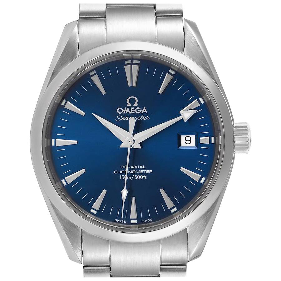 Omega Seamaster Aqua Terra Blue Dial Steel Mens Watch 2503.80.00 Card For Sale