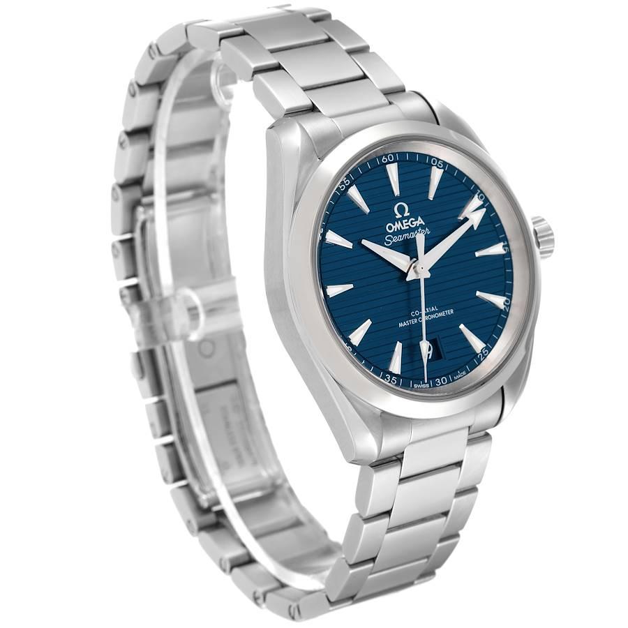 Omega Seamaster Aqua Terra Blau Zifferblatt Stahl Uhr 220.10.38.20.03.001 Box-Karte im Zustand „Hervorragend“ im Angebot in Atlanta, GA