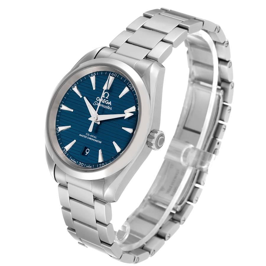 Omega Seamaster Aqua Terra Blau Zifferblatt Stahl Uhr 220.10.38.20.03.001 Box-Karte Herren im Angebot