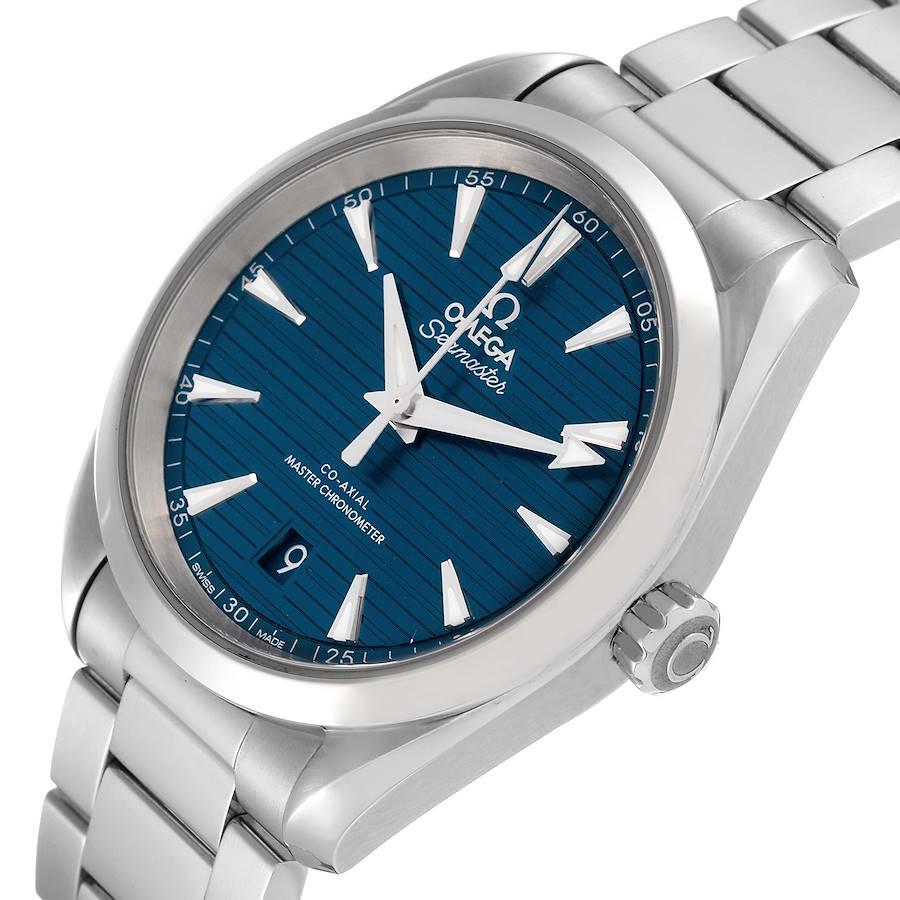 Omega Seamaster Aqua Terra Blau Zifferblatt Stahl Uhr 220.10.38.20.03.001 Box-Karte im Angebot 1