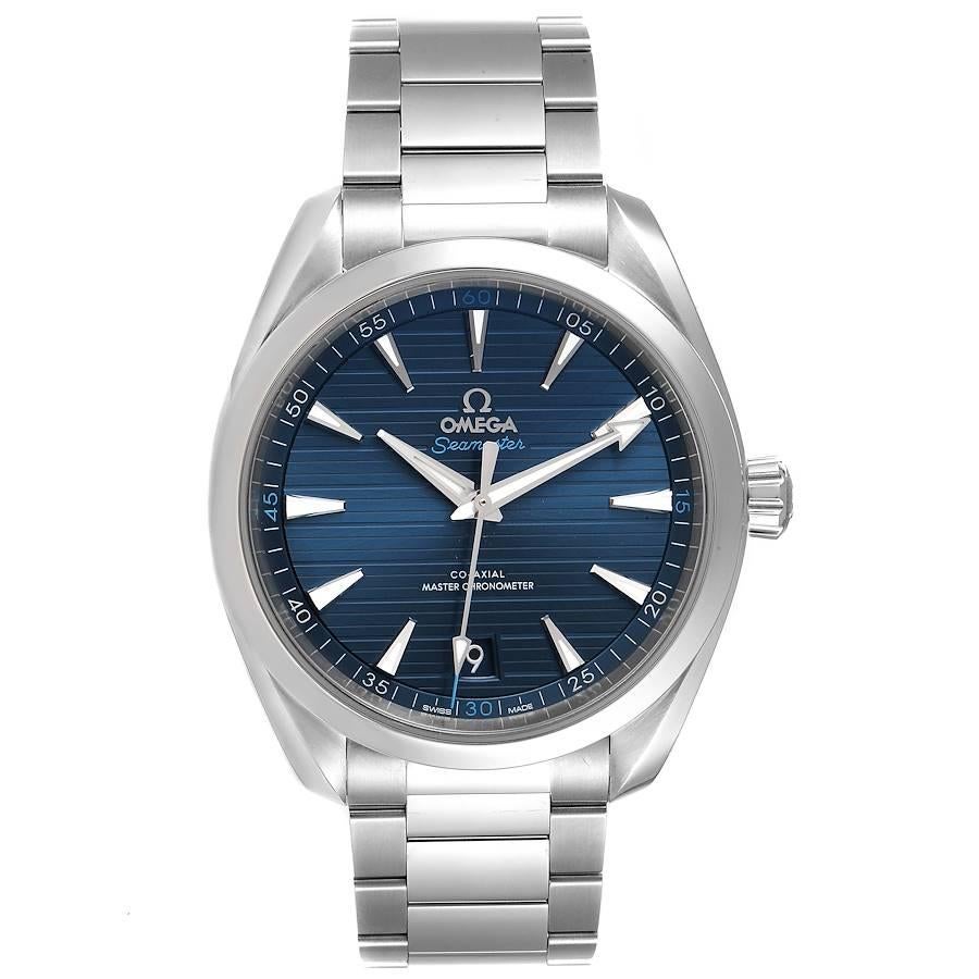 Omega Seamaster Aqua Terra Blue Dial Watch 220.10.41.21.03.001 Box Card. Automatic self-winding movement. Stainless steel round case 41.0 mm in diameter. Case thicknes 13.2. Transparent case back. Stainless steel smooth bezel. Scratch resistant