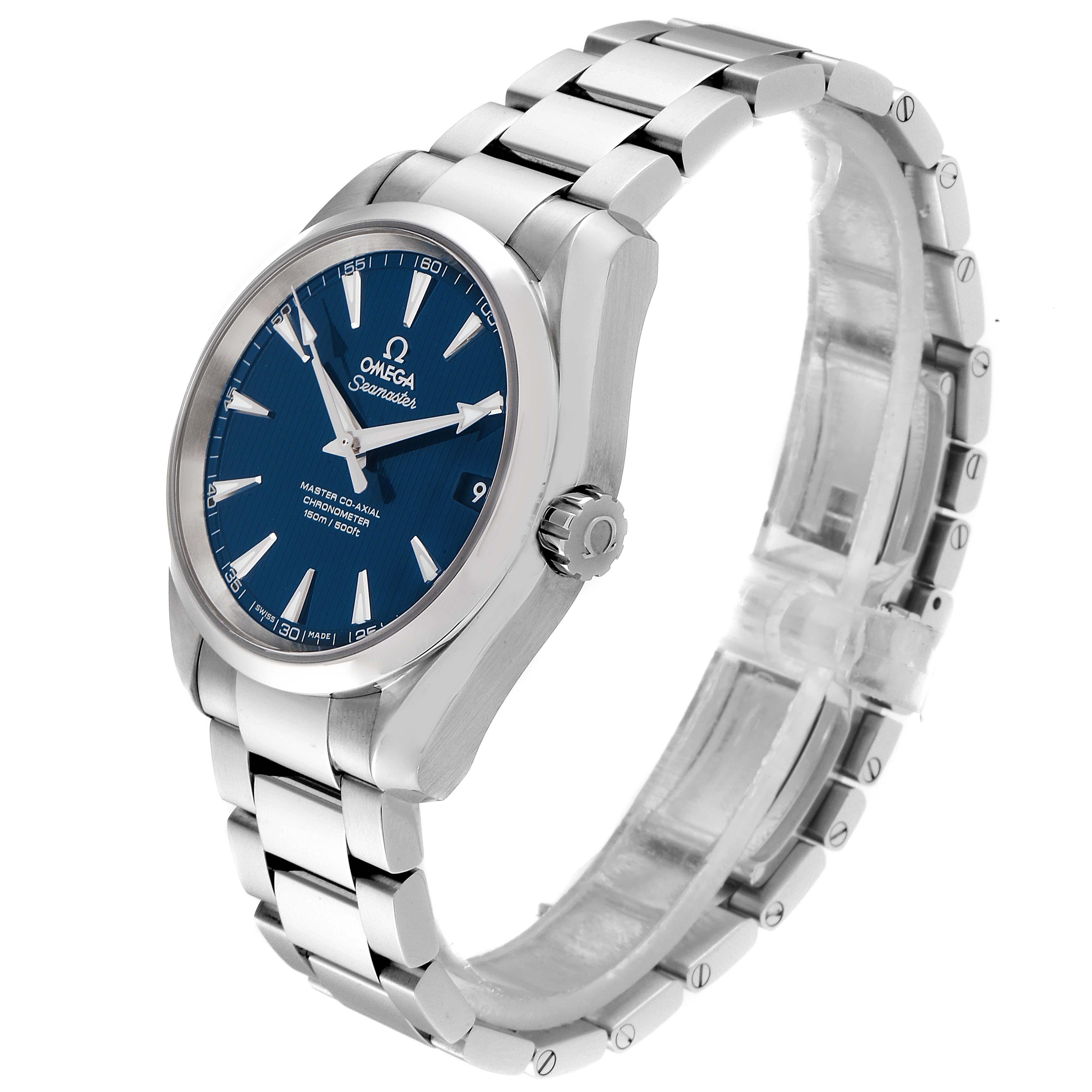 Men's Omega Seamaster Aqua Terra Blue Dial Watch 231.10.39.21.03.002 Box Card For Sale