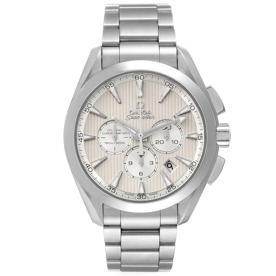Omega Seamaster Aqua Terra Co-Axial Chrono Uhr 231.10.44.50.09.001 Box-Karte. Automatisches Chronographenwerk mit Automatikaufzug und Co-Axial Hemmung. Kaliber 3313. Rundes Edelstahlgehäuse mit einem Durchmesser von 44 mm. Ausstellung Gehäuseboden.
