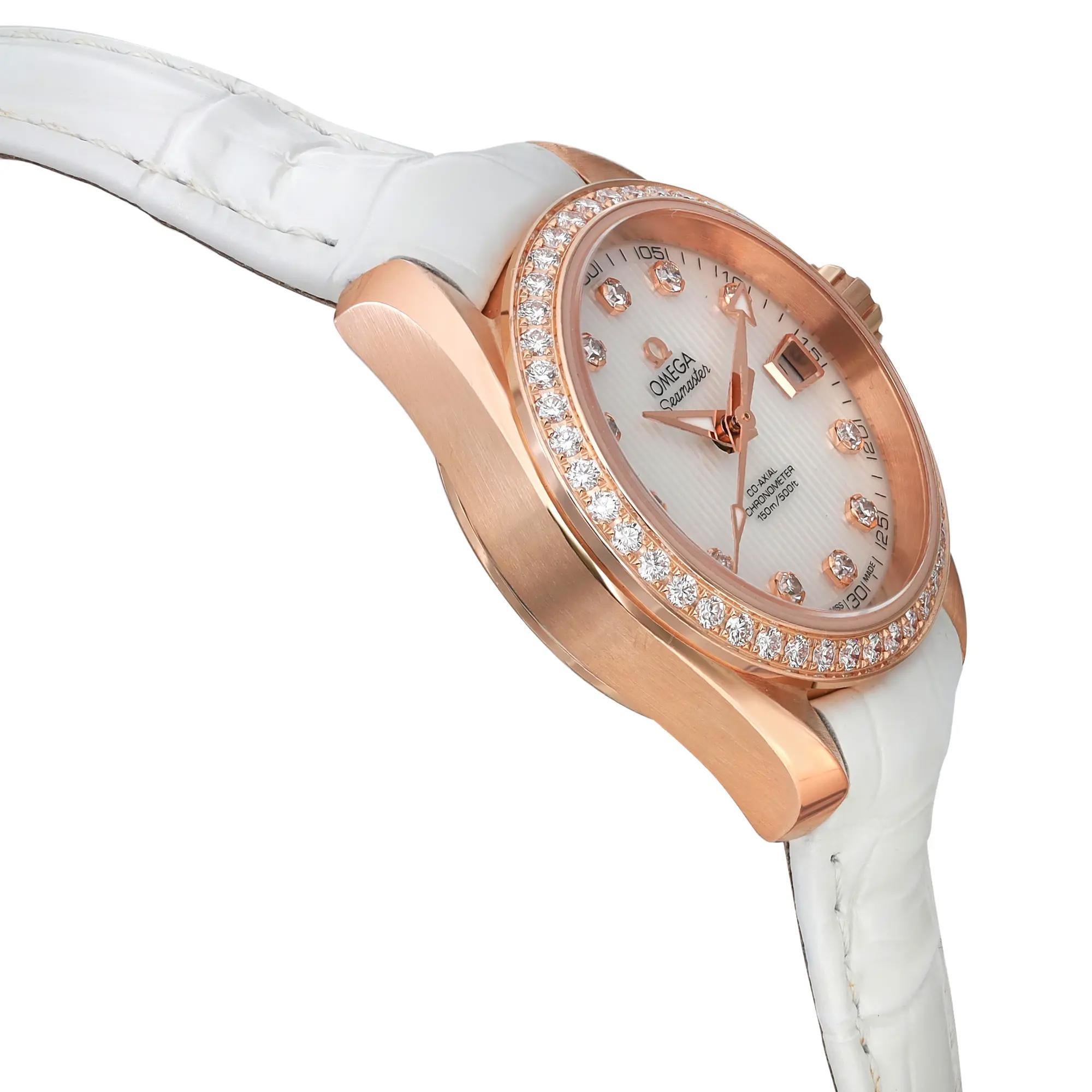 Women's Omega Seamaster Aqua Terra Diamond MOP Dial Automatic Watch 231.58.30.20.55.001 For Sale