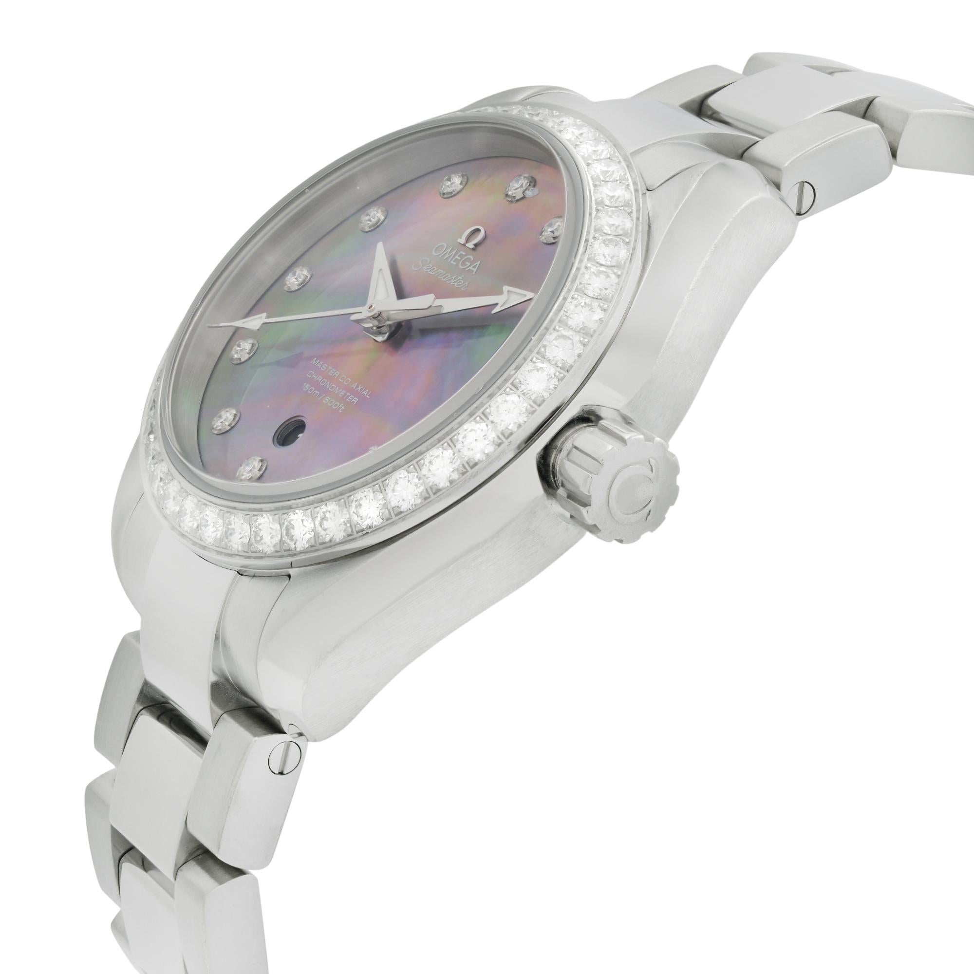 Omega Seamaster Aqua Terra Diamond MOP Dial Ladies Watch 231.15.34.20.57.001 In Excellent Condition For Sale In New York, NY