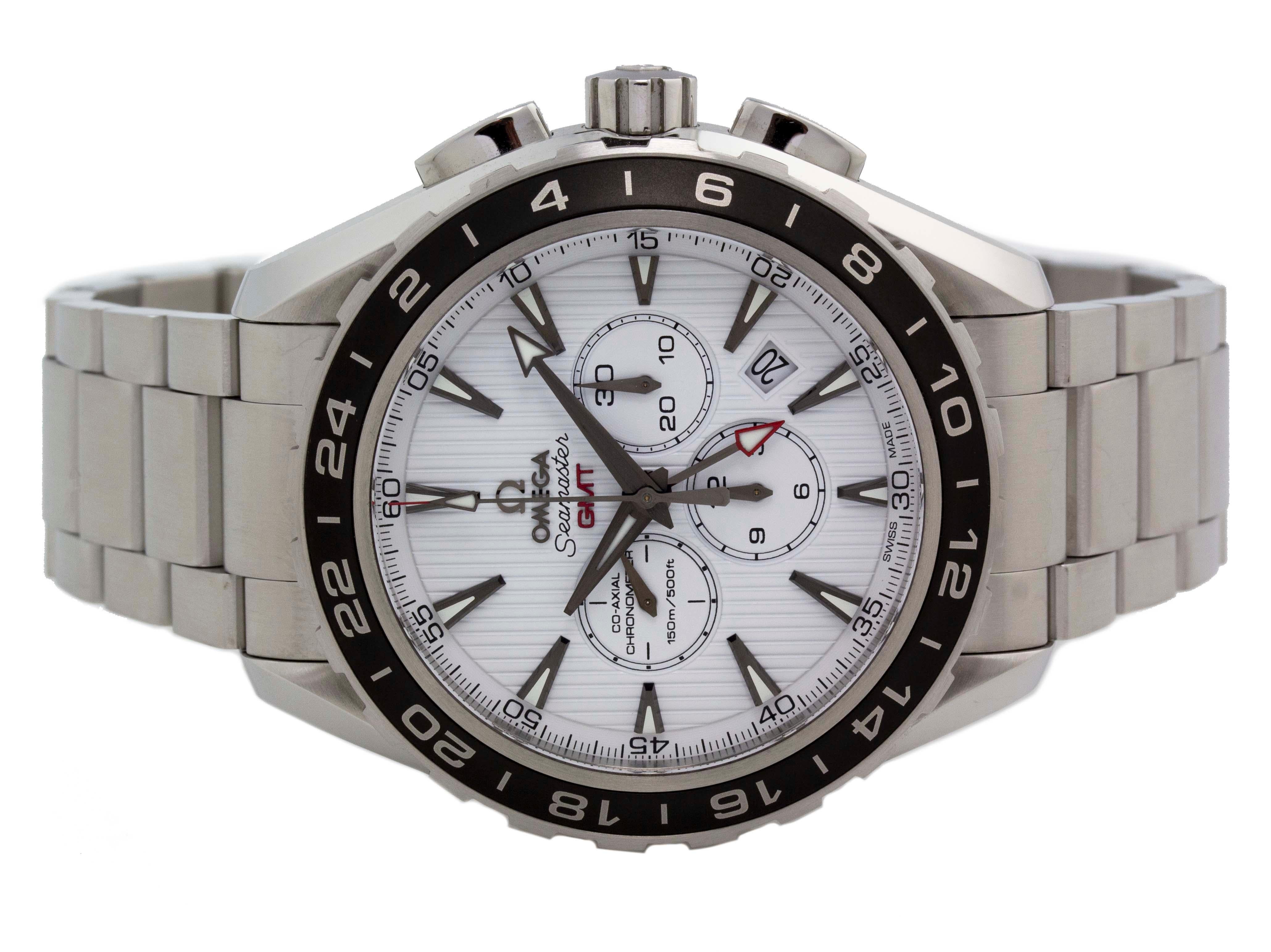Brand	Omega
Series	Seamaster Aqua Terra GMT
Model	231.10.44.52.04.001
Gender	Men's
Condition	Excellent Display Model, Tiny Dings on Case
Material	Stainless Steel
Finish	Brushed &