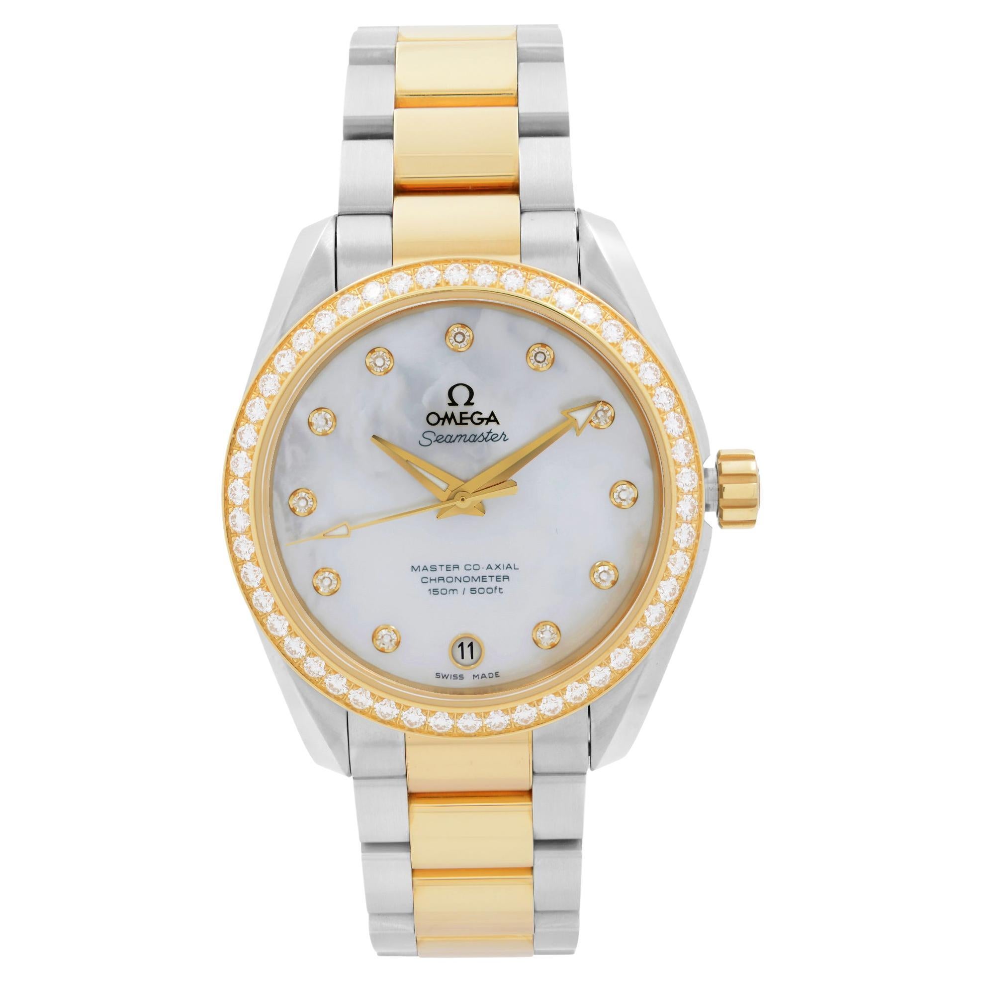 Omega Aqua Terra MOP 18K Yellow Gold Diamond Automatic Watch 231.55.34 ...