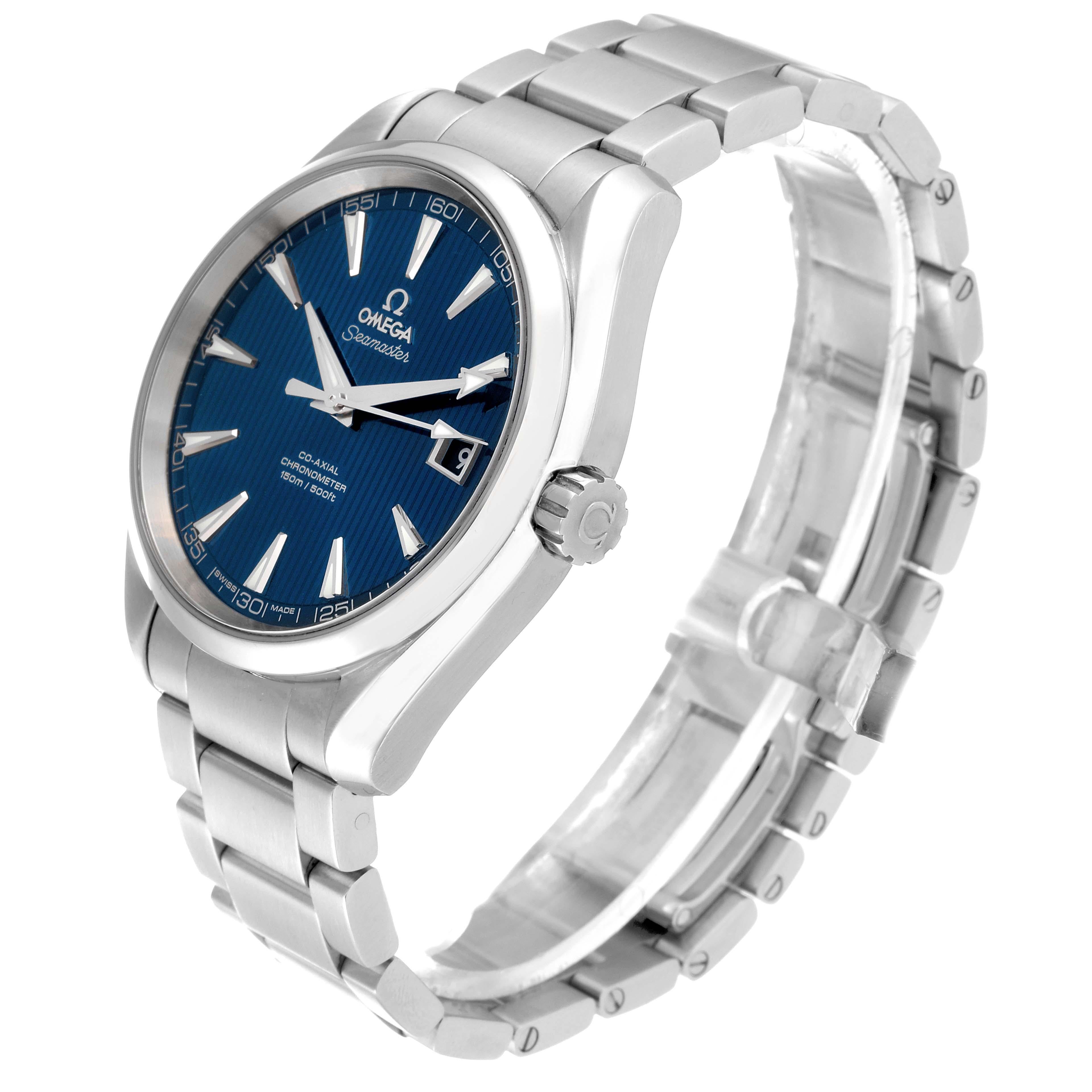 Omega Seamaster Aqua Terra Mens Steel Watch 231.10.42.21.03.001. Automatic self-winding movement. Stainless steel round case 41.5 mm in diameter. Exhibition transparent sapphire crystal caseback. Stainless steel smooth bezel. Scratch resistant